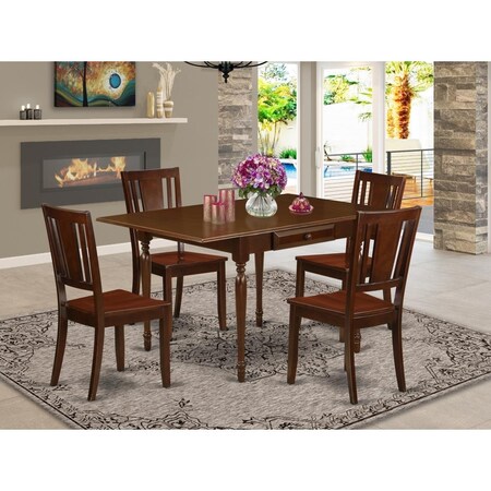 East West Furniture 5 Piece Monza Dinette Set - Mahogany MZDU5-MAH-W